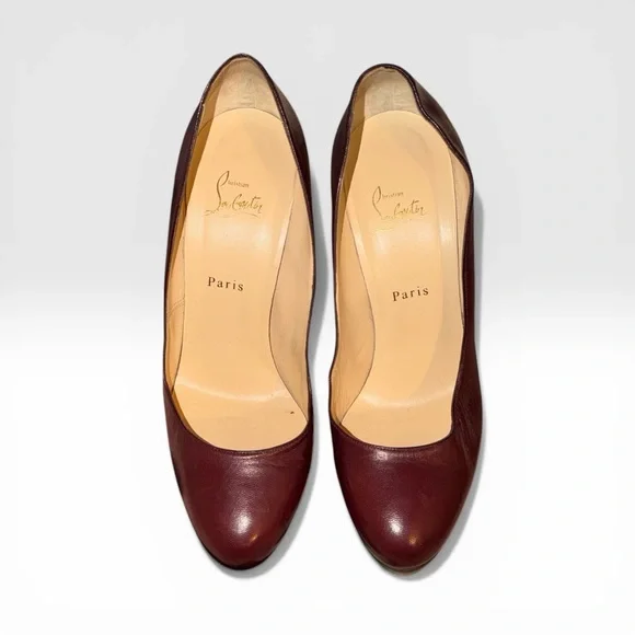 Christian Louboutin Leather Bibi Platform Pumps Bordeaux size 41.5 - Picture 15 of 16